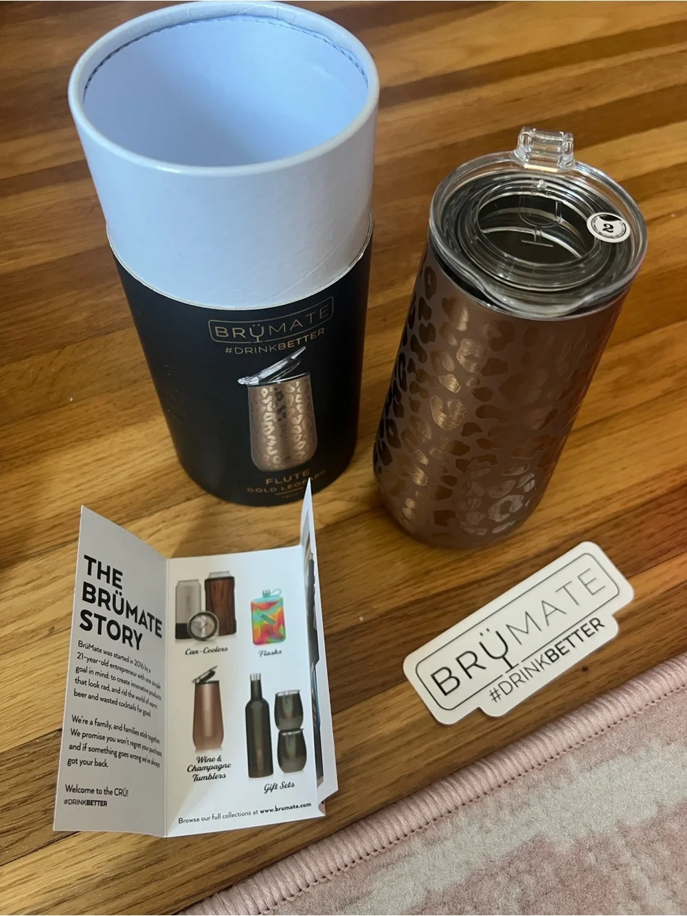 BrüMate Flute Tumbler in Metallic Gold Leopard